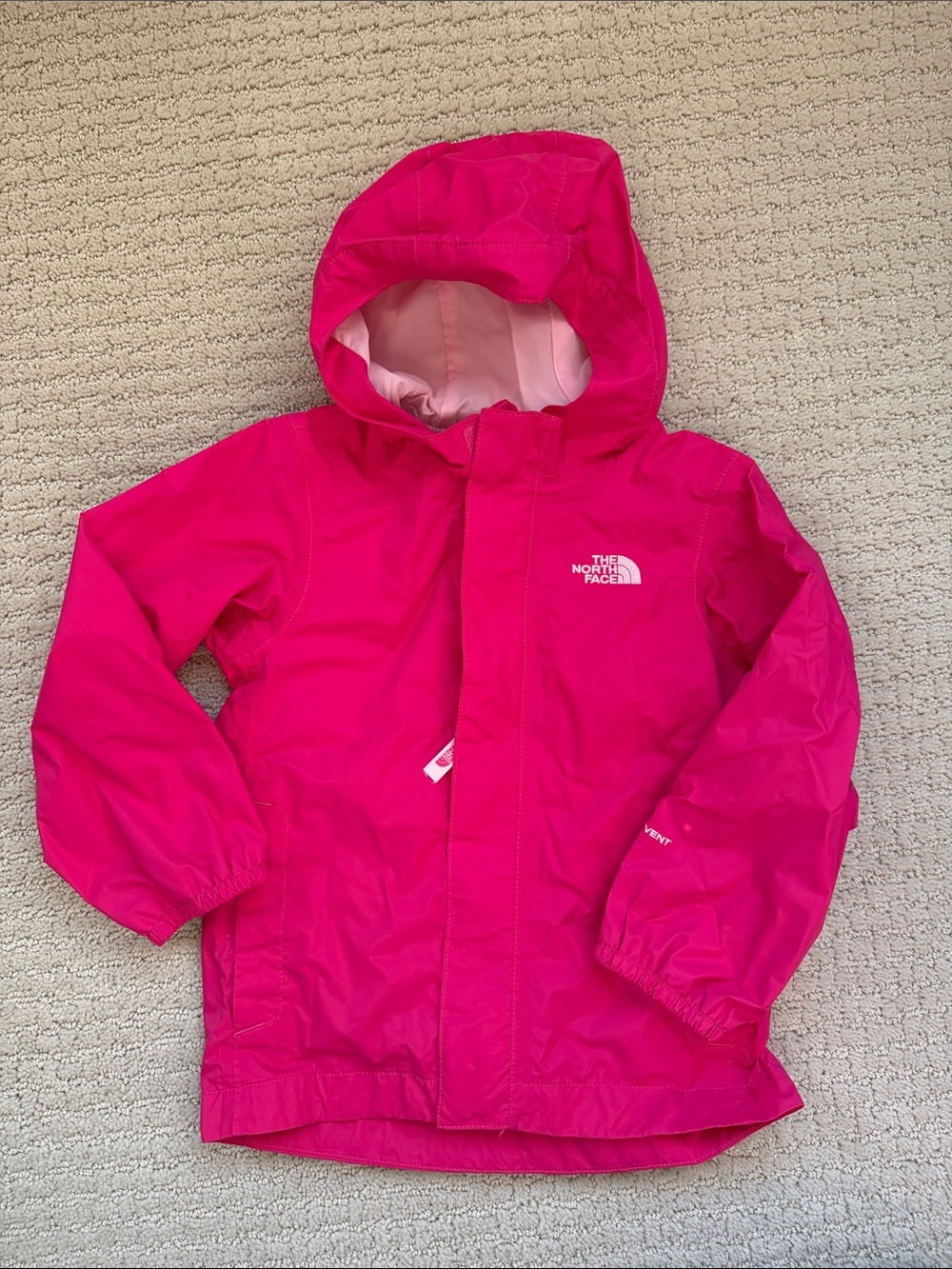 North Face Kid's Pink Hooded Rain Light Jacket - size Toddler Size 3T